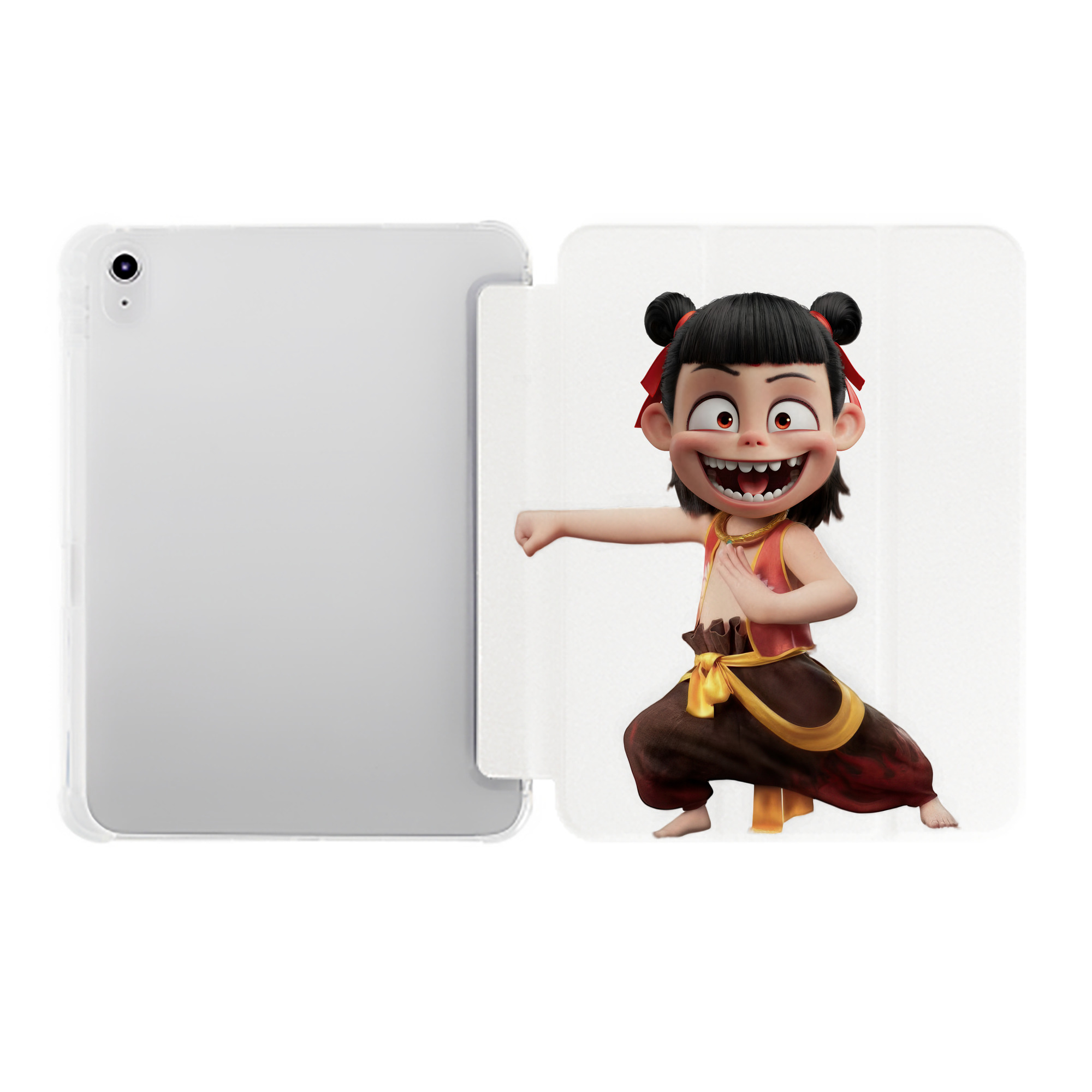 （画像用） Ne Zha 2 ナタ 魔童の大暴れ IPad ケース ペン収納付き 三つ折りスタンド PUレザー×シリコン 対応機種9.5/10.5/10.9インチ